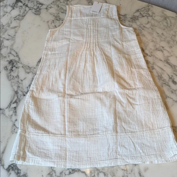 NWT Quince women's 100% organic cotton gauze sleeveless white swing dress XS - Picture 8 of 10
